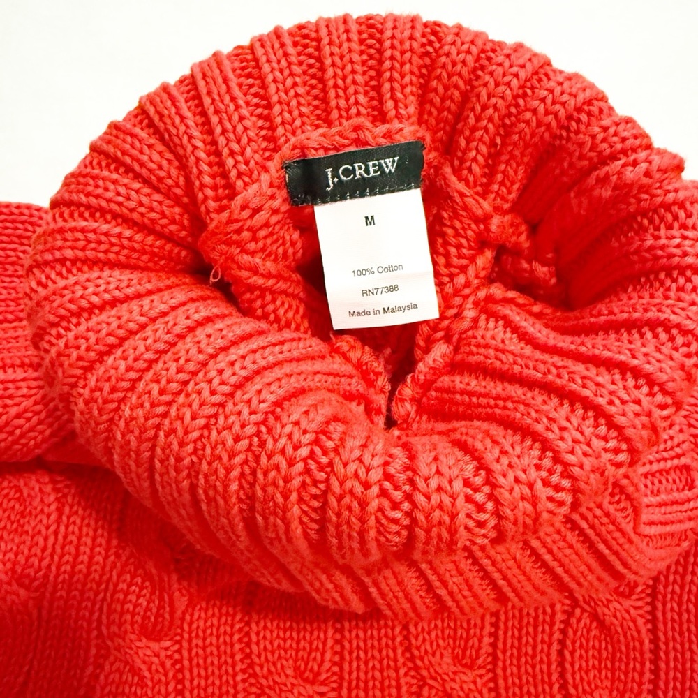 🆕J. Crew Women’s Cambridge Chunky Cable Turtleneck Sweater Size M
